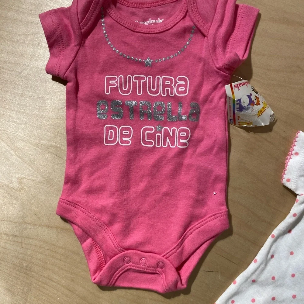 5 Garanimals Baby Bodysuits - Navy, Black, Pink, White Newborn (OQ)